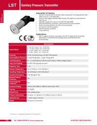 Thumbnail of document Data Sheet - LST Sanitary Pressure Transmitter